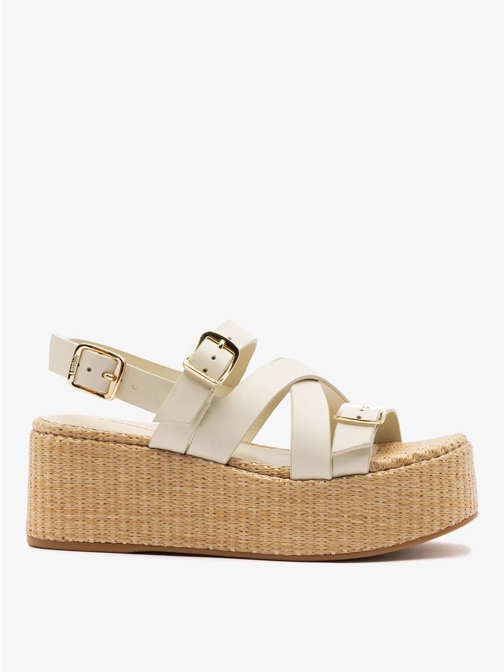 Larroudé Size 7 Patti Flatform Sandals – Ivory Leather 🤍